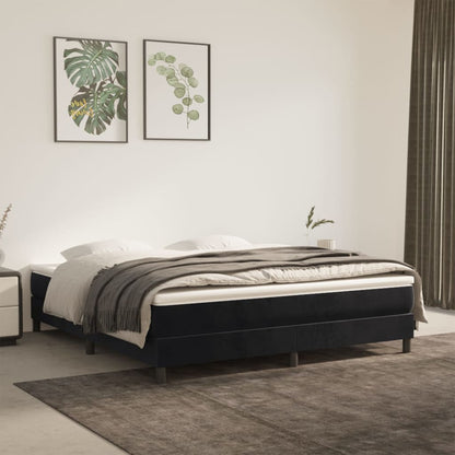 Box Spring Bed Frame Black Super King Velvet (UK/IE/FI/NO only)