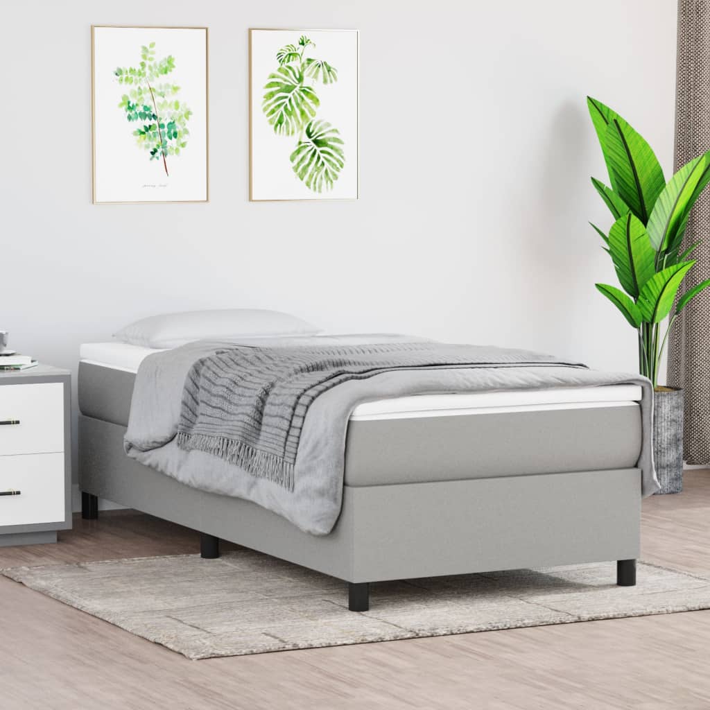 Box Spring Bed Frame Light Grey Single Fabric (UK/IE/FI/NO only)
