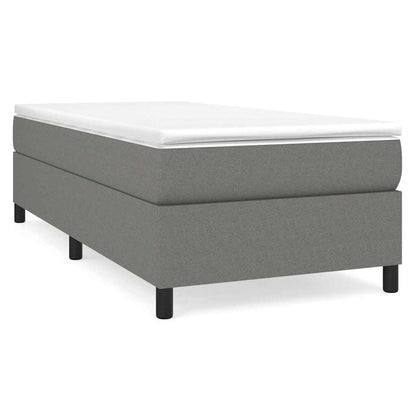 Box Spring Bed Frame Dark Grey Single Fabric