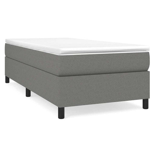 Box Spring Bed Frame Dark Grey Single Fabric