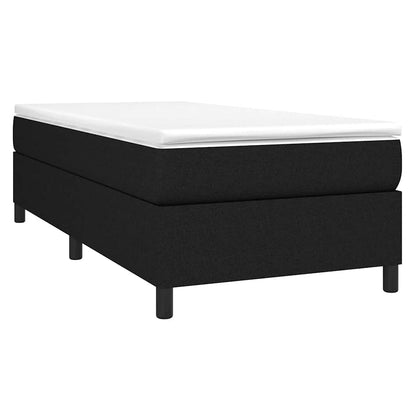 Box Spring Bed Frame Black Single Fabric