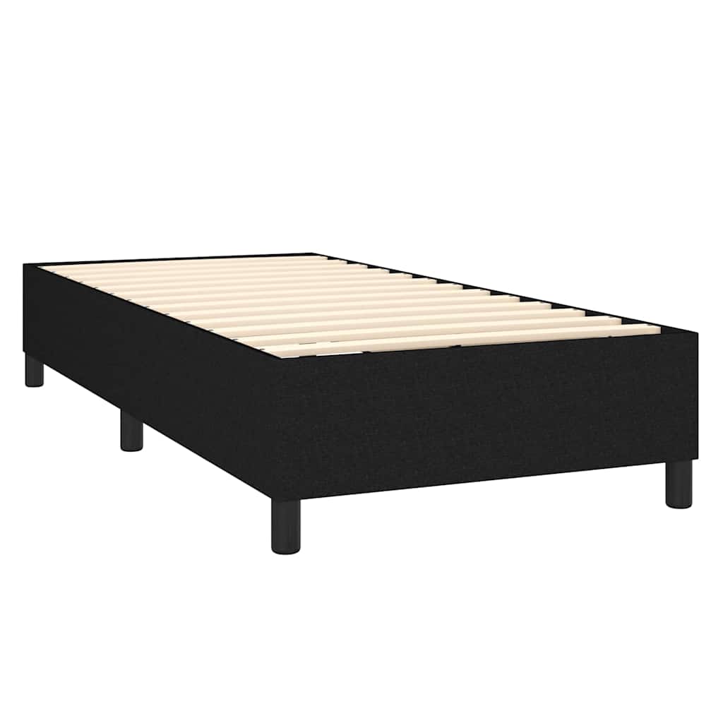 Box Spring Bed Frame Black Single Fabric