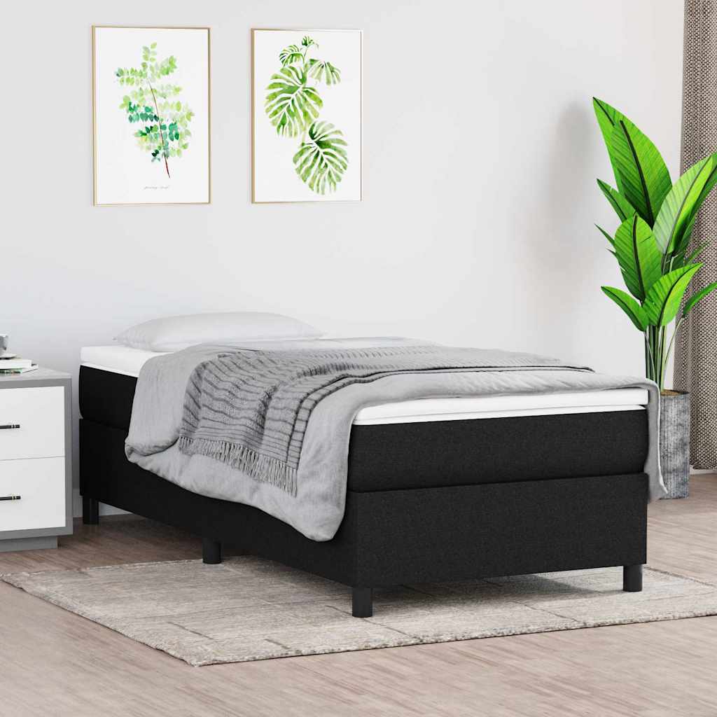 Box Spring Bed Frame Black Single Fabric