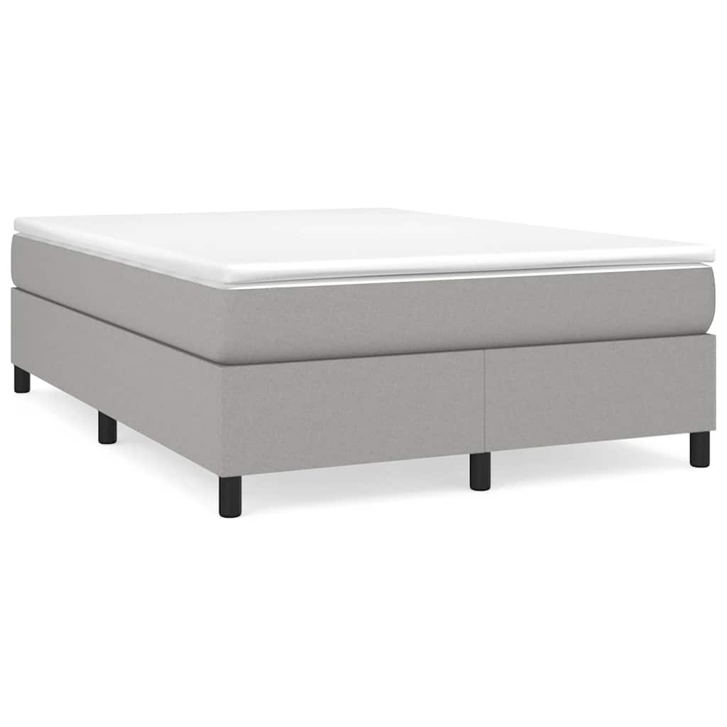 Box Spring Bed Frame Light Grey Double Fabric
