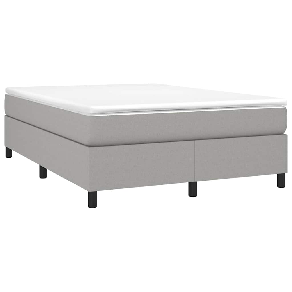 Box Spring Bed Frame Light Grey Double Fabric