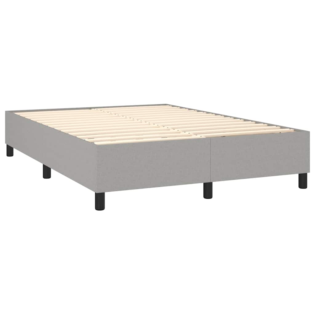 Box Spring Bed Frame Light Grey Double Fabric
