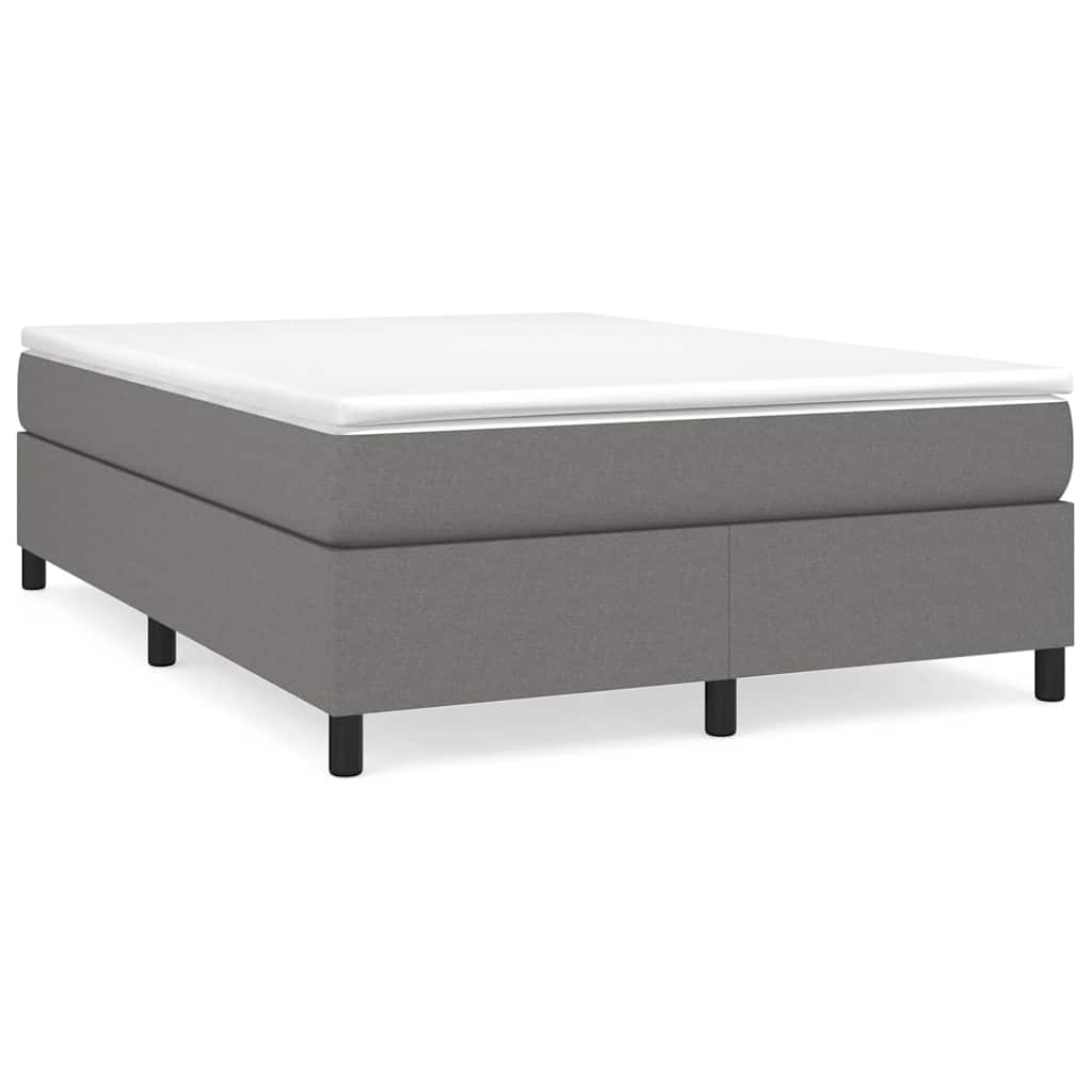 Box Spring Bed Frame Dark Grey Double Fabric