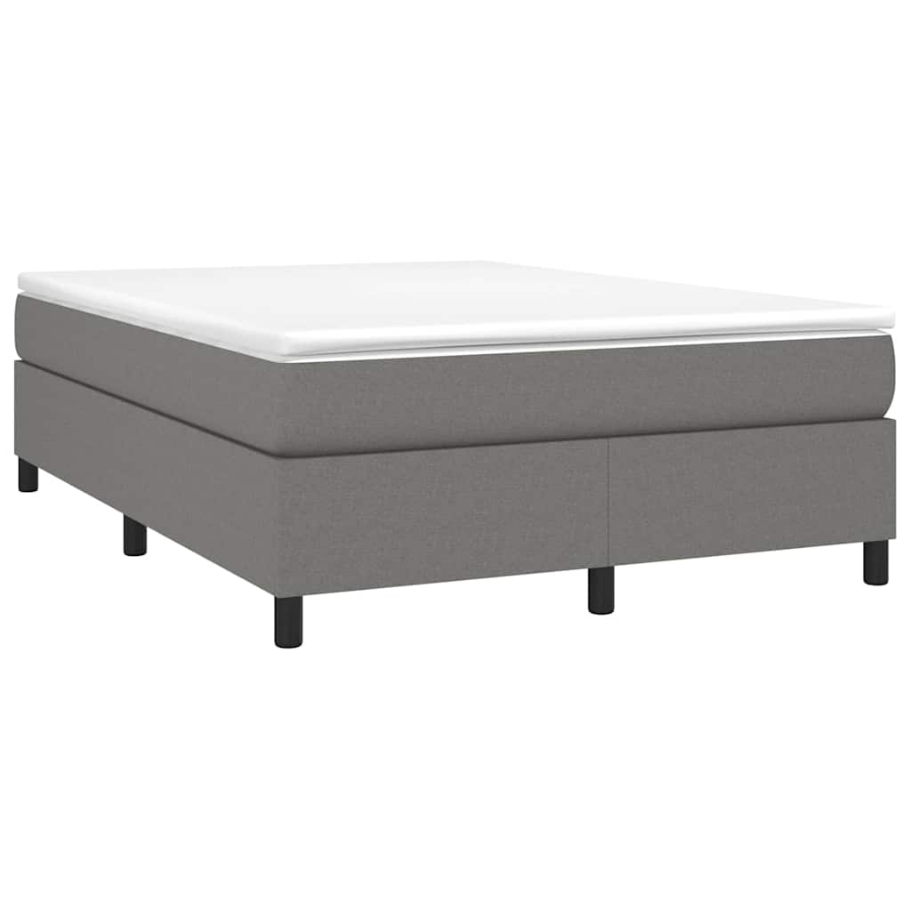 Box Spring Bed Frame Dark Grey Double Fabric