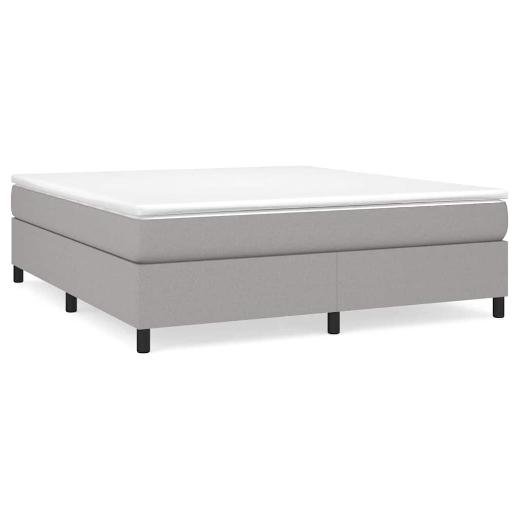 Box Spring Bed Frame Light Grey Super King Fabric