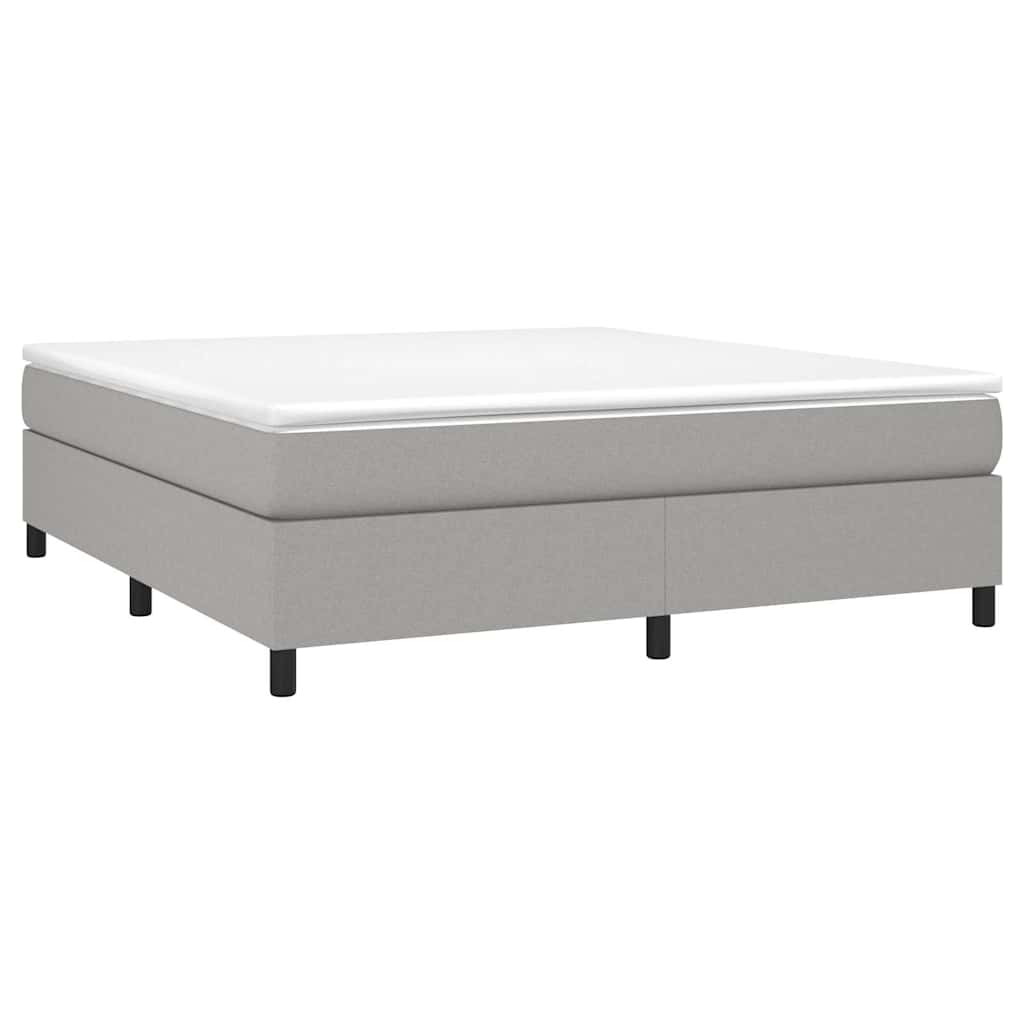 Box Spring Bed Frame Light Grey Super King Fabric
