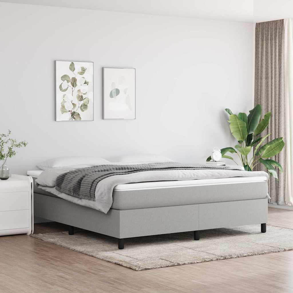 Box Spring Bed Frame Light Grey Super King Fabric