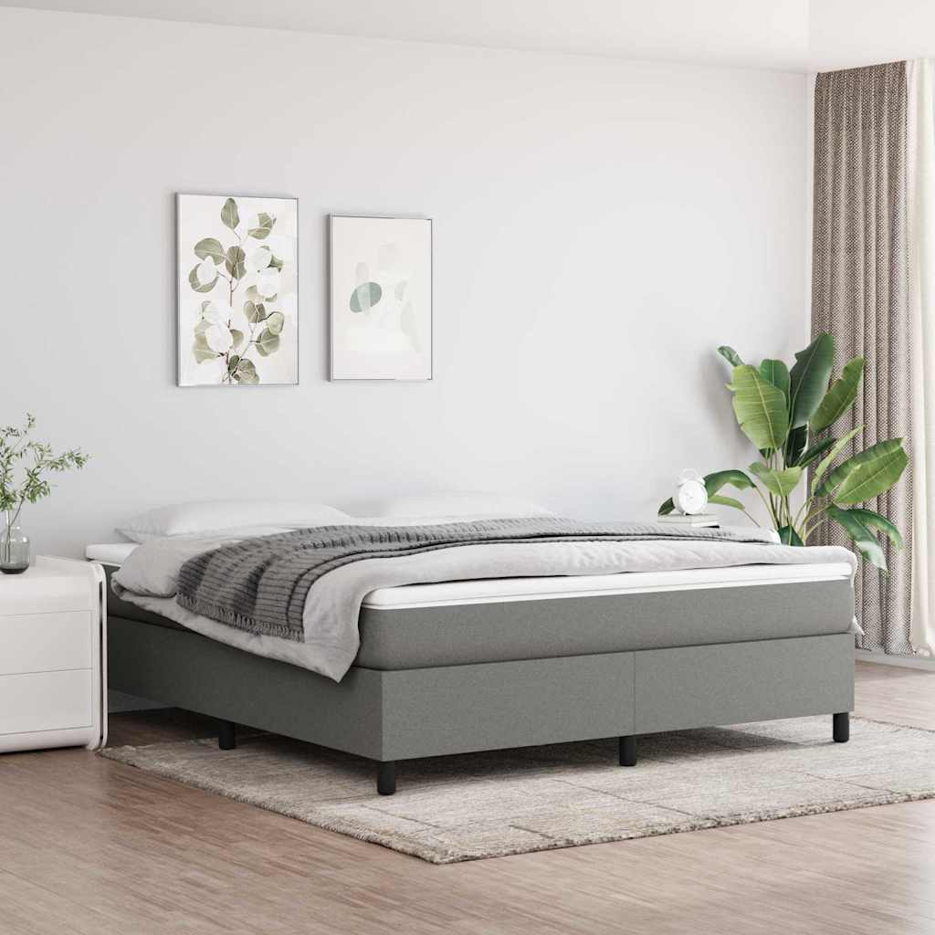 Box Spring Bed Frame Dark Grey Super King Fabric