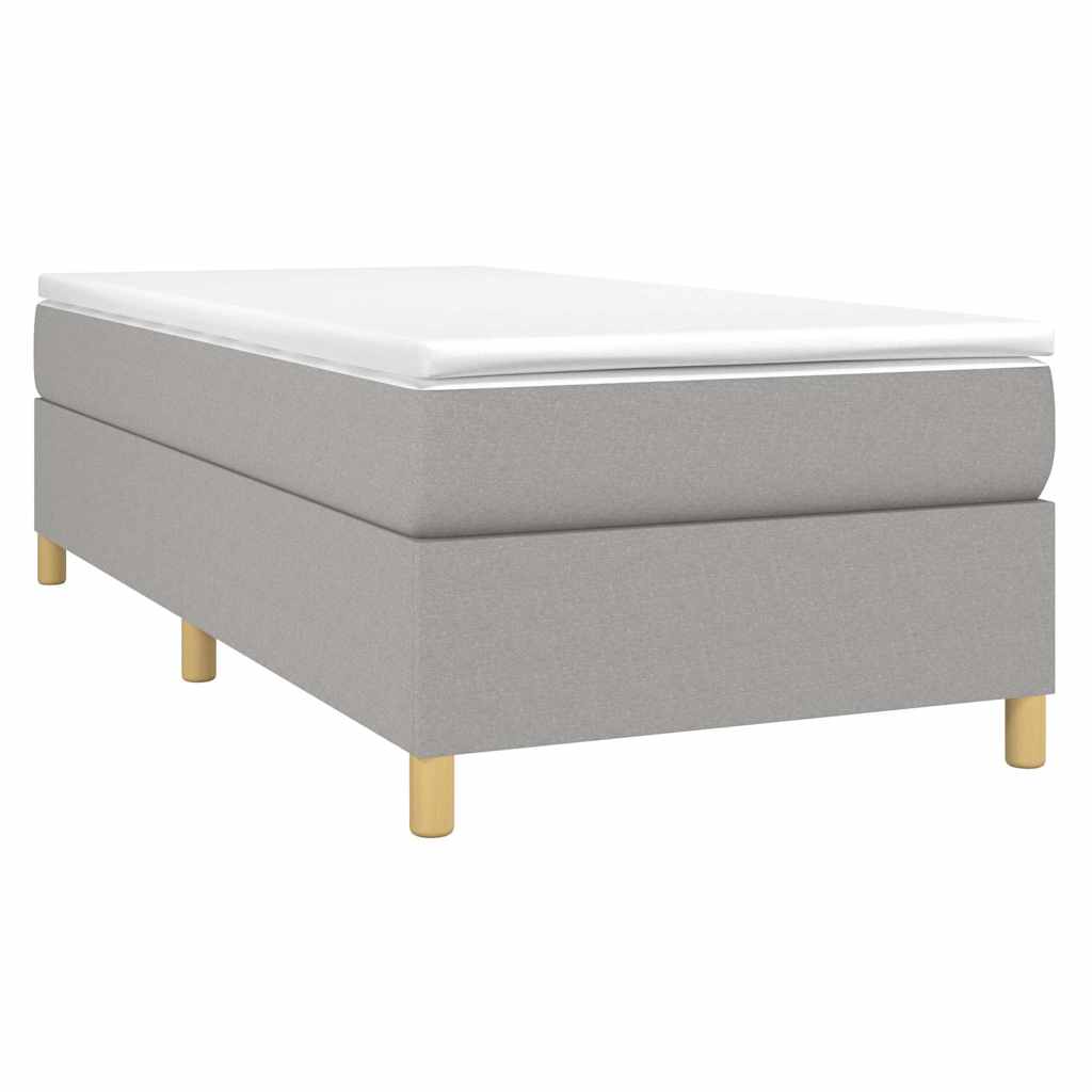 Box Spring Bed Frame Light Grey Single Fabric