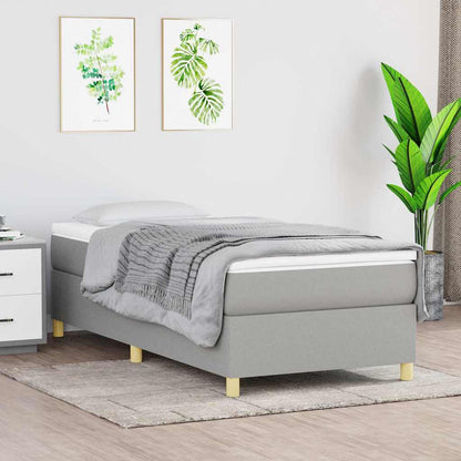 Box Spring Bed Frame Light Grey Single Fabric