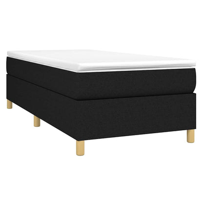 Box Spring Bed Frame Black Single Fabric