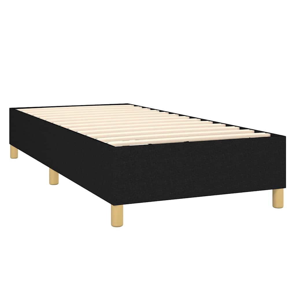 Box Spring Bed Frame Black Single Fabric