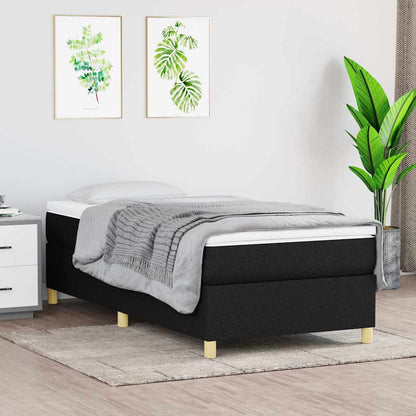 Box Spring Bed Frame Black Single Fabric