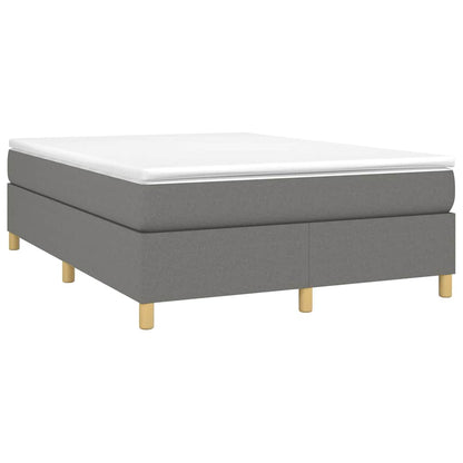 Box Spring Bed Frame Dark Grey Double Fabric