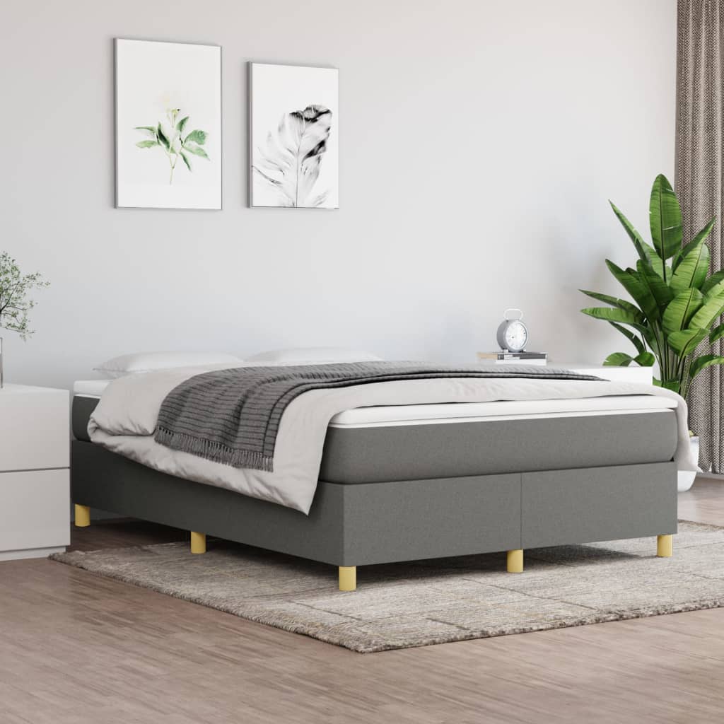 Box Spring Bed Frame Dark Grey Double Fabric (UK/IE/FI/NO only)