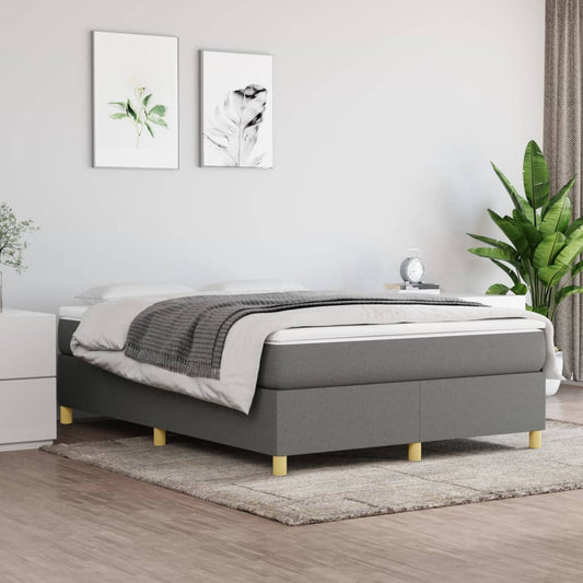 Box Spring Bed Frame Dark Grey Double Fabric (UK/IE/FI/NO only)