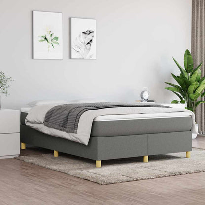 Box Spring Bed Frame Dark Grey Double Fabric