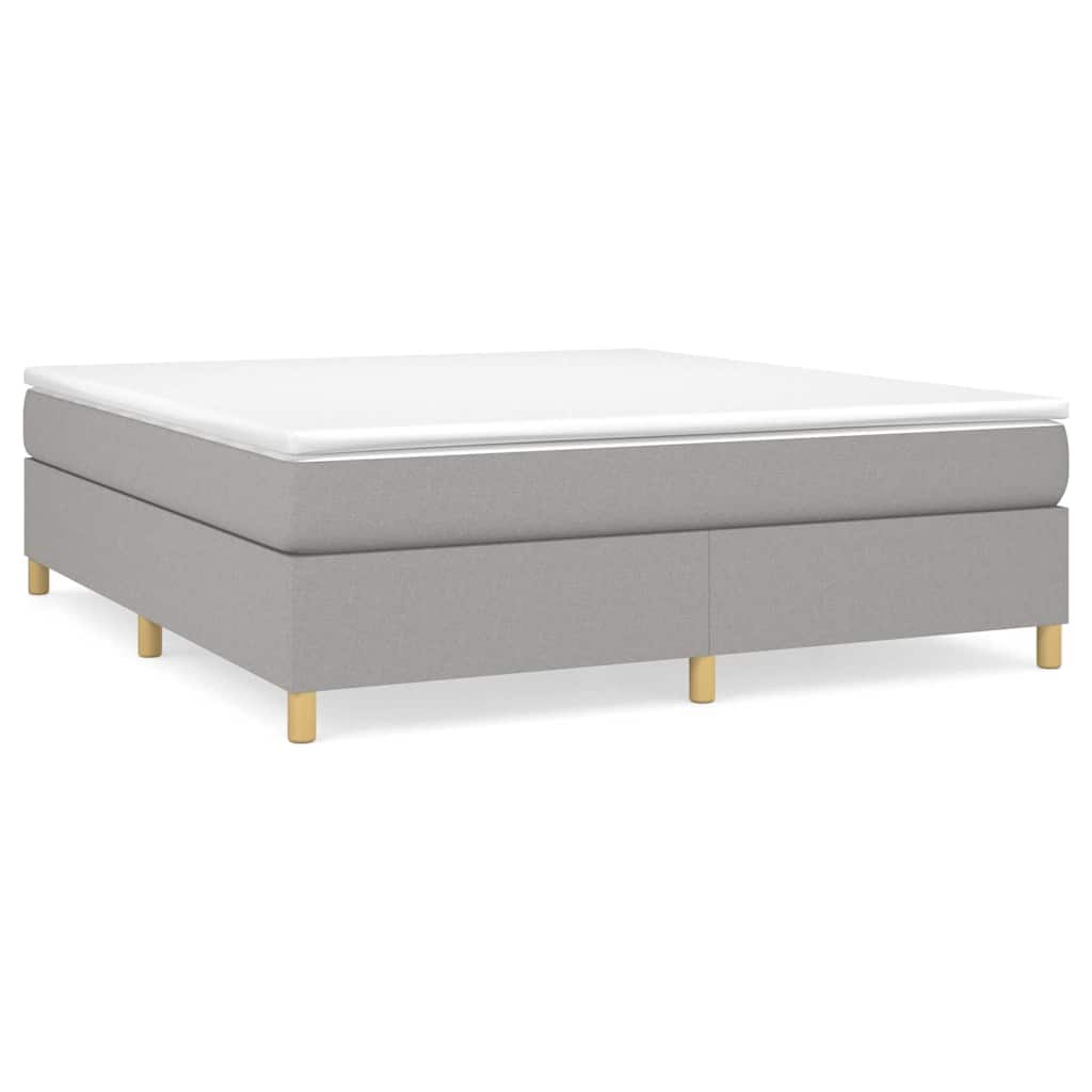 Box Spring Bed Frame Light Grey Super King Fabric