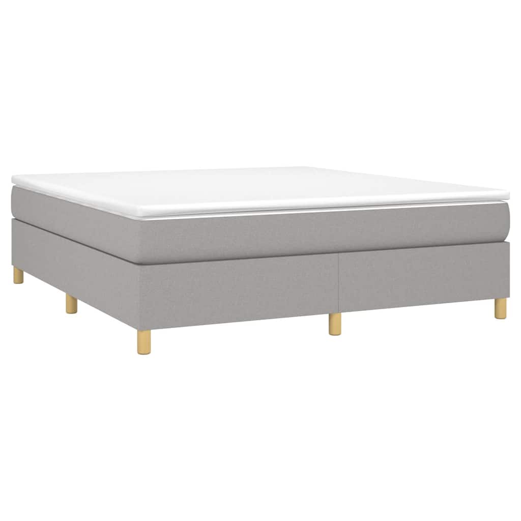 Box Spring Bed Frame Light Grey Super King Fabric