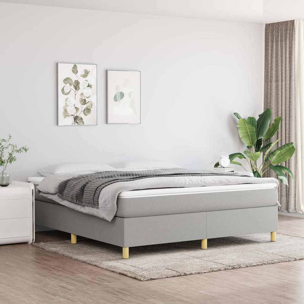 Box Spring Bed Frame Light Grey Super King Fabric