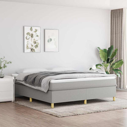 Box Spring Bed Frame Light Grey Super King Fabric