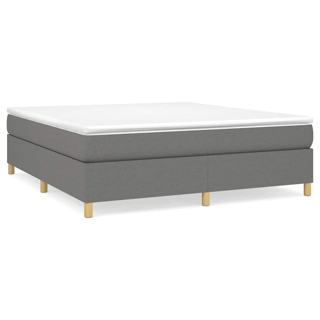 Box Spring Bed Frame Dark Grey Super King Fabric
