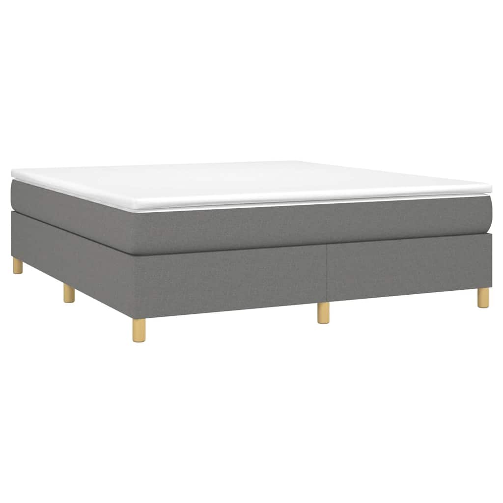 Box Spring Bed Frame Dark Grey Super King Fabric