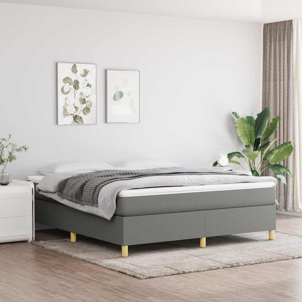 Box Spring Bed Frame Dark Grey Super King Fabric
