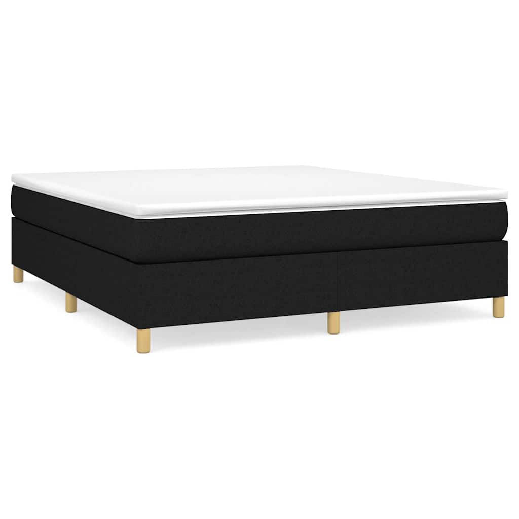 Box Spring Bed Frame Black Super King Fabric