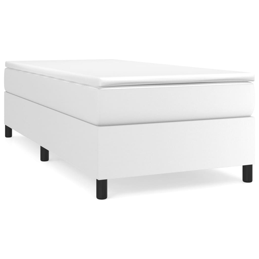 Box Spring Bed Frame White Single Faux Leather (UK/IE/FI/NO only)