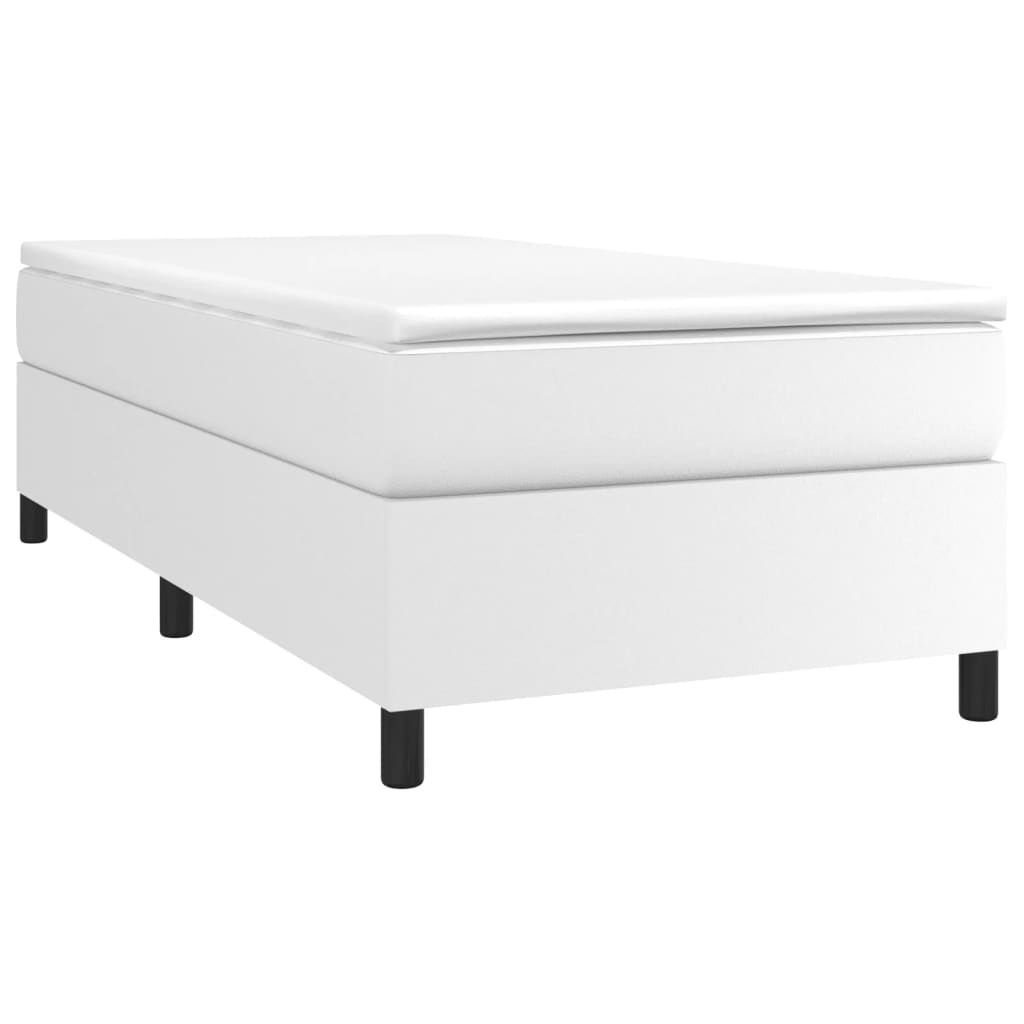 Box Spring Bed Frame White Single Faux Leather (UK/IE/FI/NO only)