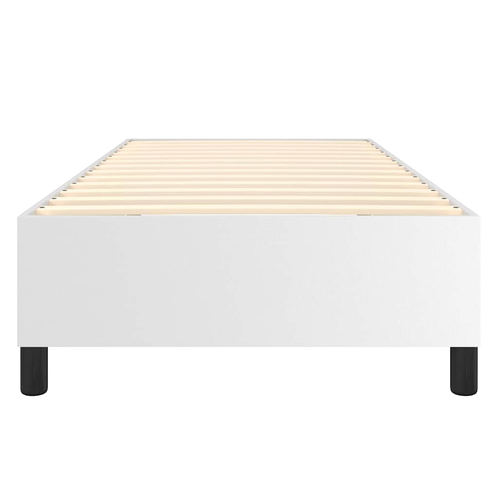 Box Spring Bed Frame White Single Faux Leather