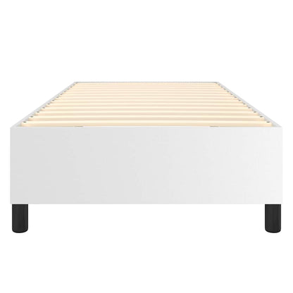 Box Spring Bed Frame White Single Faux Leather