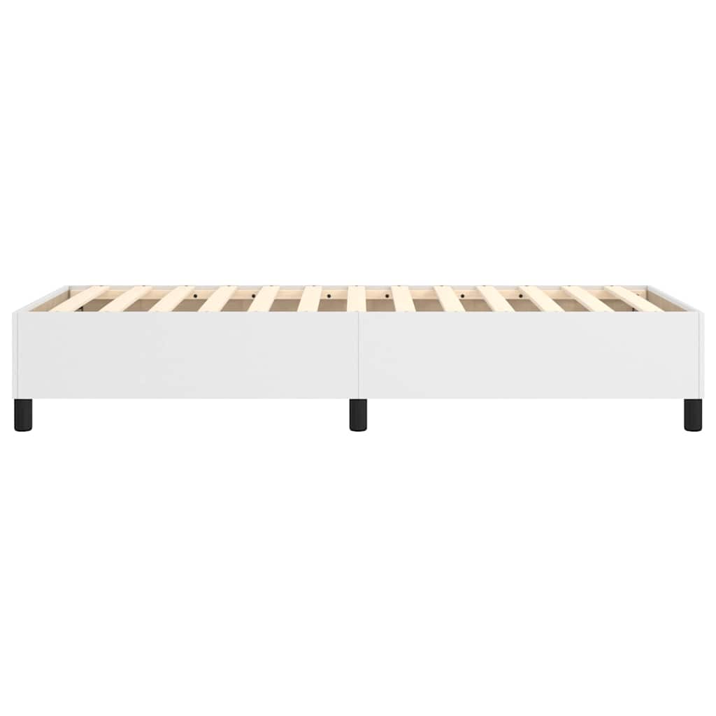 Box Spring Bed Frame White Single Faux Leather