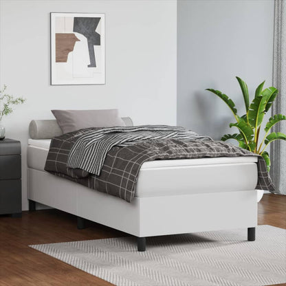 Box Spring Bed Frame White Single Faux Leather (UK/IE/FI/NO only)