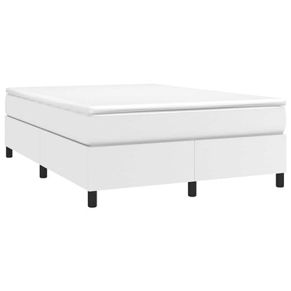 Box Spring Bed Frame White Double Faux Leather