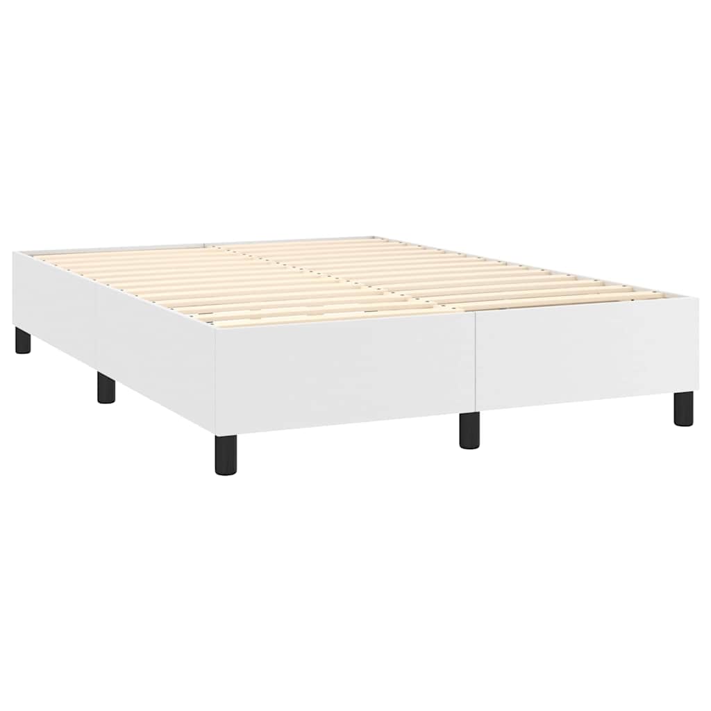 Box Spring Bed Frame White Double Faux Leather