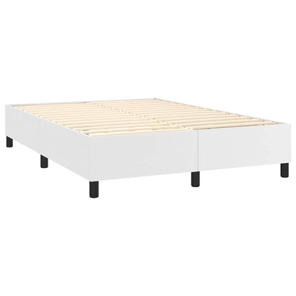 Box Spring Bed Frame White Double Faux Leather