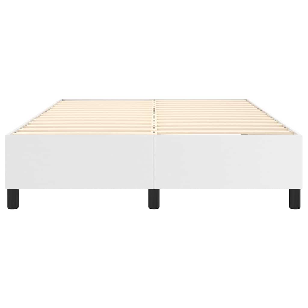 Box Spring Bed Frame White Double Faux Leather
