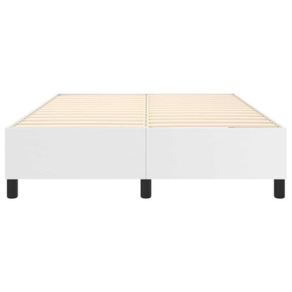 Box Spring Bed Frame White Double Faux Leather