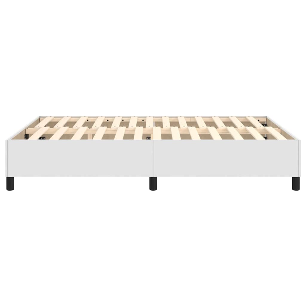 Box Spring Bed Frame White Double Faux Leather