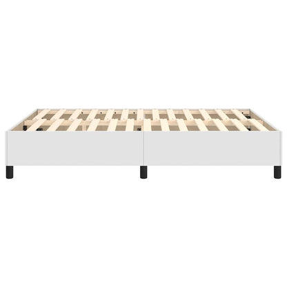 Box Spring Bed Frame White Double Faux Leather