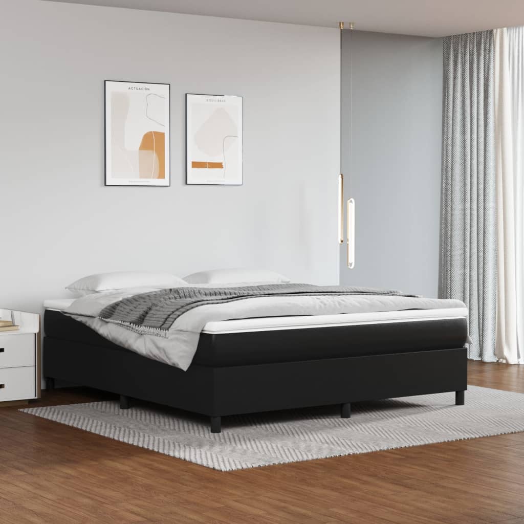 Box Spring Bed Frame Black Super King Faux Leather (UK/IE/FI/NO only)