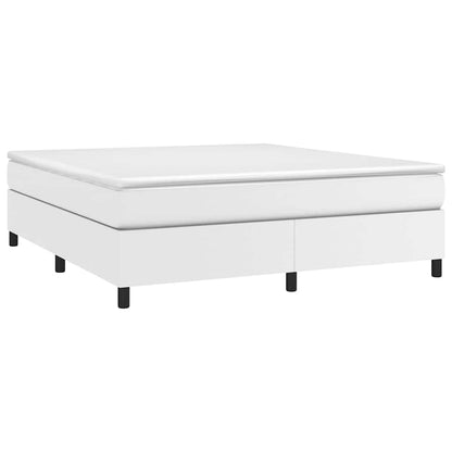 Box Spring Bed Frame White Super King Faux Leather