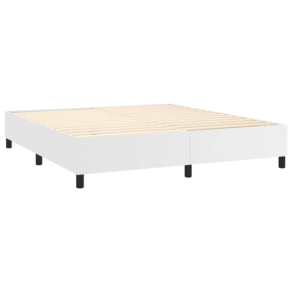 Box Spring Bed Frame White Super King Faux Leather