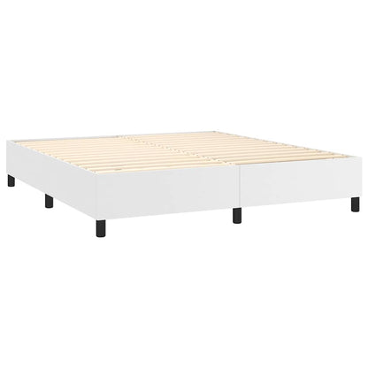 Box Spring Bed Frame White Super King Faux Leather